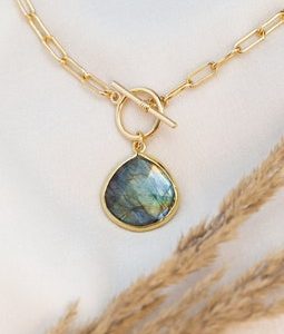 Labradorite Toggle Charm Necklace, Chunky Paperclip Chain Choker, Everyday Layering Necklace, Statement Jewelry Trends, Birthday Gifts