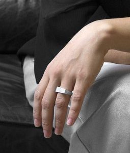 Minimal Aluminum Square Ring Lightweight Geometric Handmade Modern Jewelry
