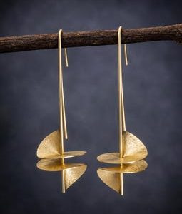Gold Plated Geometric Drop Earrings | Abstract Statement Jewellery