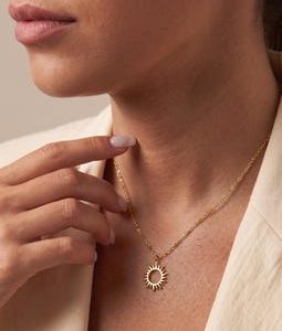 Bold Open Sun Necklace, Sterling Silver Gold Rose Plated, Statement Celestial Pendant, Women