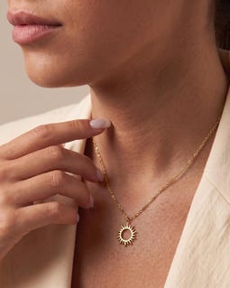 Bold Open Sun Necklace, Sterling Silver Gold Rose Plated, Statement Celestial Pendant, Women