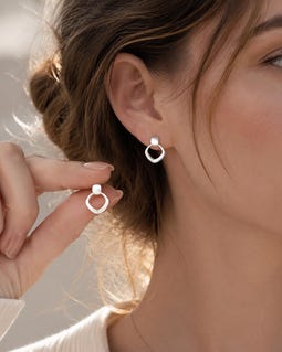 Minimalist Silver Hoop Earrings, Geometric Circle Stud Earrings, Dainty Modern Earrings, Simple Everyday Jewelry, Elegant Gift for Her