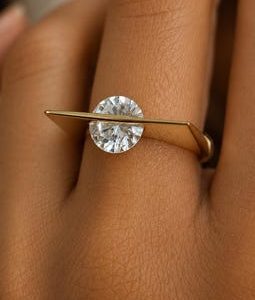 Crystal solitaire statement ring - Round cut  - Everyday minimalist jewelry - Gift for her - Light weight - AVIANA